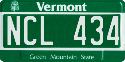 VT license plate NCL434