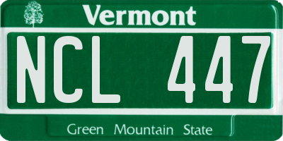 VT license plate NCL447