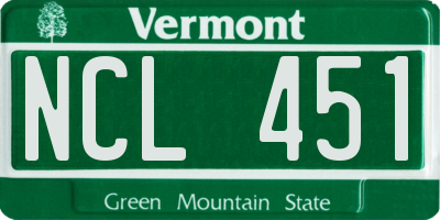 VT license plate NCL451