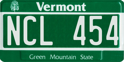 VT license plate NCL454