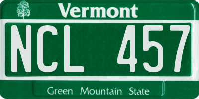 VT license plate NCL457