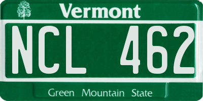 VT license plate NCL462