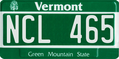 VT license plate NCL465