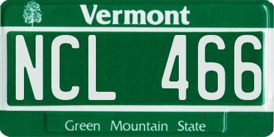 VT license plate NCL466