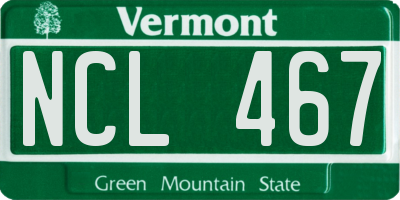 VT license plate NCL467