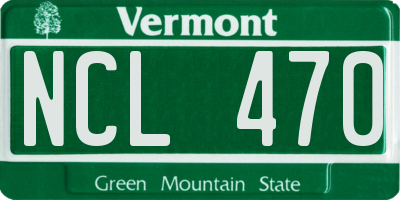 VT license plate NCL470