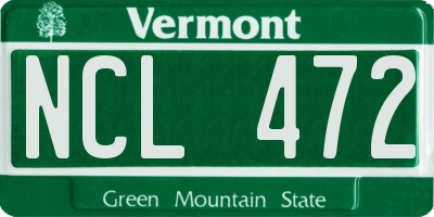 VT license plate NCL472