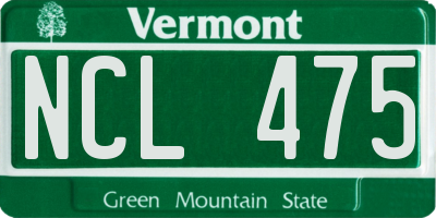 VT license plate NCL475