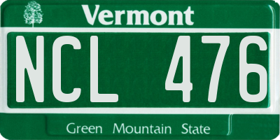 VT license plate NCL476
