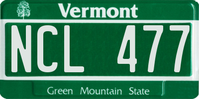 VT license plate NCL477