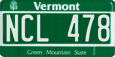 VT license plate NCL478