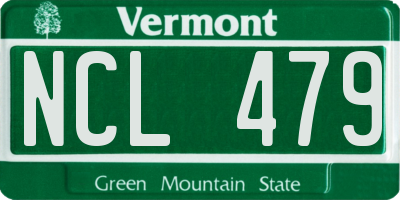 VT license plate NCL479
