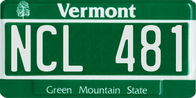 VT license plate NCL481