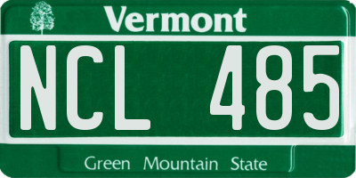 VT license plate NCL485