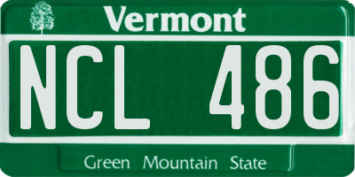 VT license plate NCL486