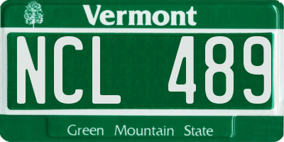 VT license plate NCL489