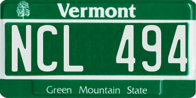 VT license plate NCL494
