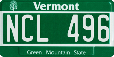 VT license plate NCL496