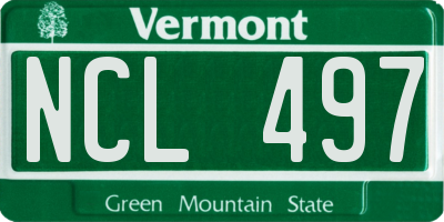 VT license plate NCL497