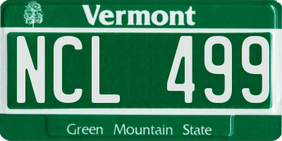 VT license plate NCL499