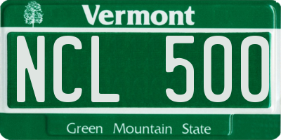 VT license plate NCL500