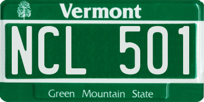 VT license plate NCL501
