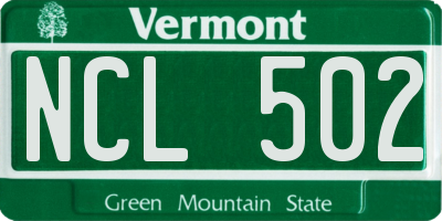 VT license plate NCL502