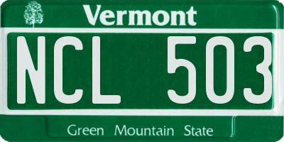 VT license plate NCL503