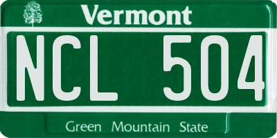 VT license plate NCL504