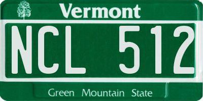 VT license plate NCL512