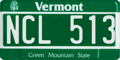 VT license plate NCL513