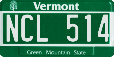 VT license plate NCL514
