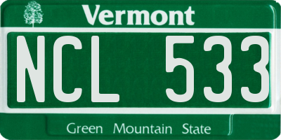VT license plate NCL533