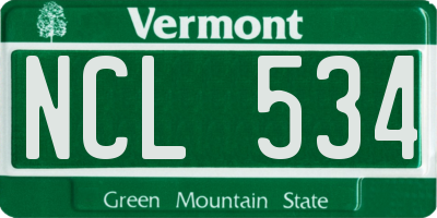 VT license plate NCL534