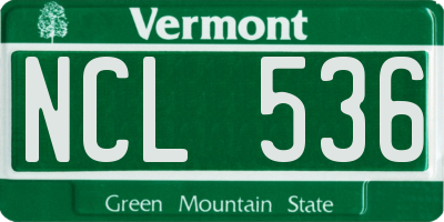 VT license plate NCL536