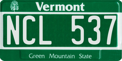 VT license plate NCL537