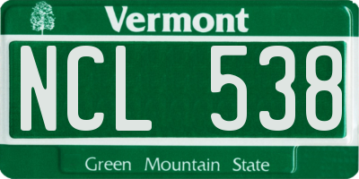 VT license plate NCL538