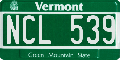 VT license plate NCL539