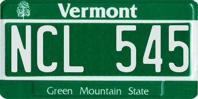 VT license plate NCL545