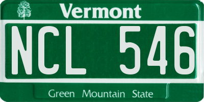 VT license plate NCL546