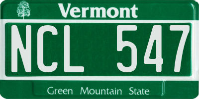 VT license plate NCL547