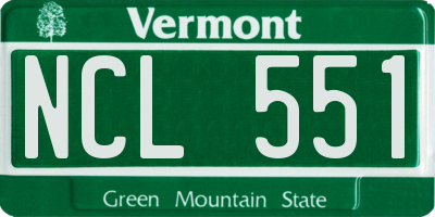 VT license plate NCL551