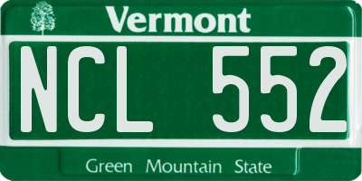 VT license plate NCL552