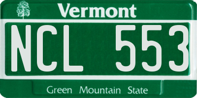 VT license plate NCL553
