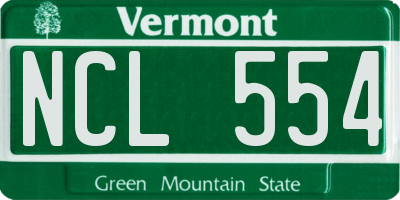 VT license plate NCL554