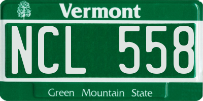 VT license plate NCL558