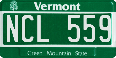 VT license plate NCL559