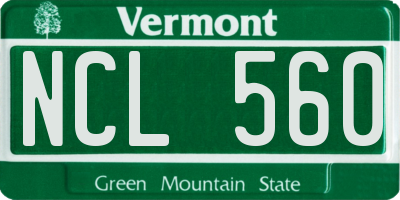 VT license plate NCL560