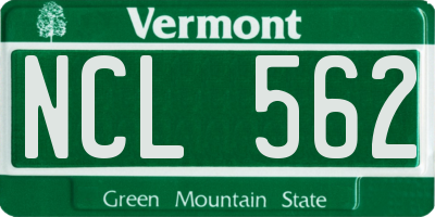 VT license plate NCL562
