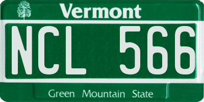 VT license plate NCL566